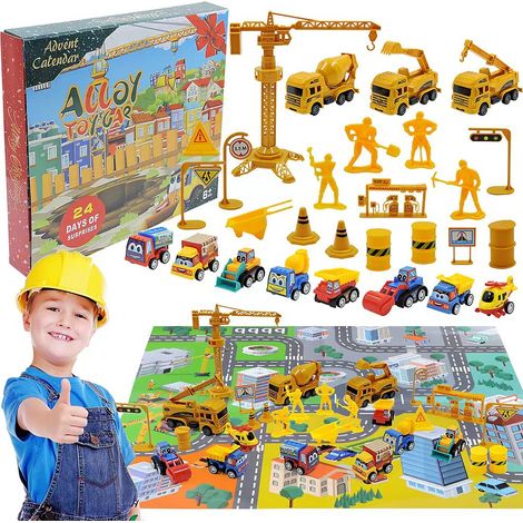 Calendrier de l'Avent de Noël 24 jours Voitures miniatures Calendrier de l'Avent de Noël, le cadeau parfait pour les amateurs de voitures jouets d'ingénierie
