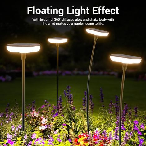 Lampe Solaire Exterieure Jardin 4 Pièces Lumiere Solaire Exterieur Blanc Chaud Eclairage Exterieur Solaire 1000mAh avec Étanches IP65 Super Lumineux 34 Lumens pour Chemins Allée Pelouse (1/4)