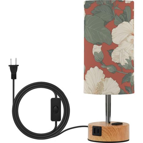 linqin Petite lampe de table rouge avec abat-jour en tissu et (1/5)