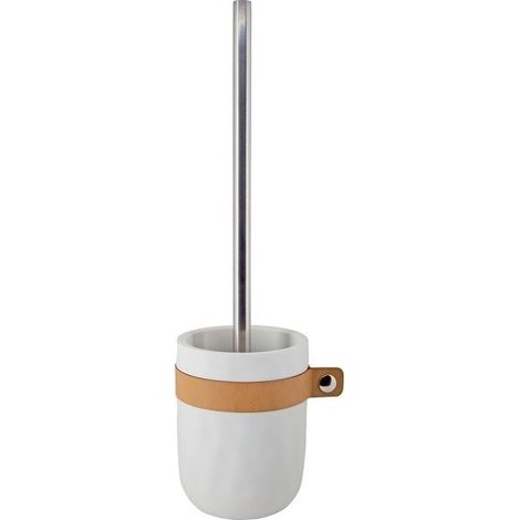 Spirella – Brosse WC avec support en polyresine – Couleur blanche – Poils résistants à l'usure – Dimensions 9,2x34,5cm