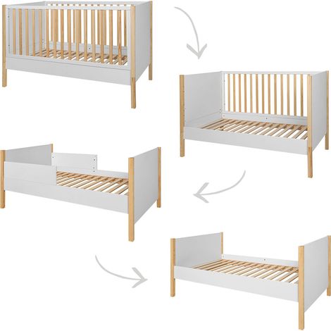 Mitwachsendes Babybett 70x140 Bellamy Juliette Weiß und Holz