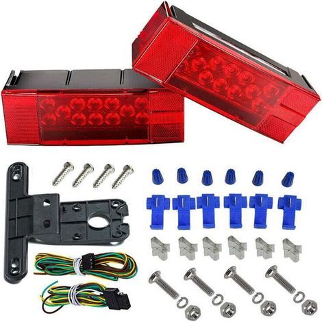 2 pièces 12V lumières de remorque LED Submersible étanche feu arrière rectangulaire adapté aux bateaux marins RV,de DEBUNS (1/5)