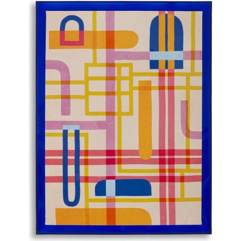 Stampa su tela Modis B astratto pop con cornice blu, 60x80 cm