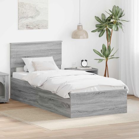 vidaXL Struttura del letto Grigio Sonoma 75 x 190 cm Legno multistrato