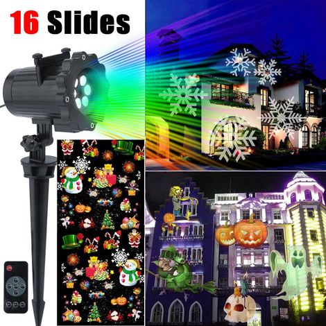 Projecteur lumineux de paysage de Noël, 16 motifs, étanche, rotatif, projecteur de lumière (1/5)