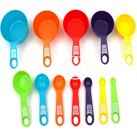 12 Pièces de Tasses et Cuillères de Mesure Empilables, Saines et Sécuritaires, pour Cuisine DIY, Faciles à Ranger, 12 Couleurs Aléatoires (1/5)