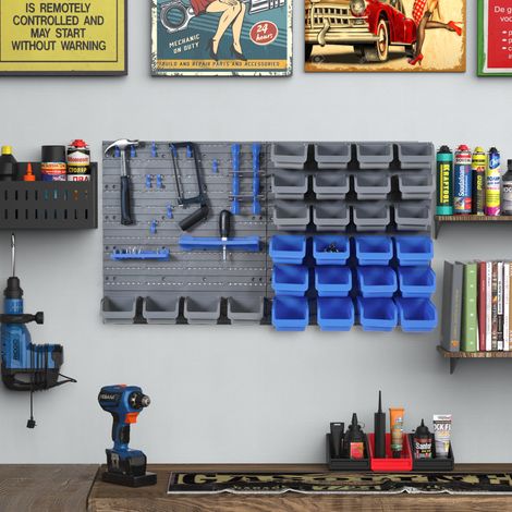 Coffre à outils de 44 pièces avec boîtes réglables et amovibles en PP Bleu et Gris, 54x22x95 cm (1/5)