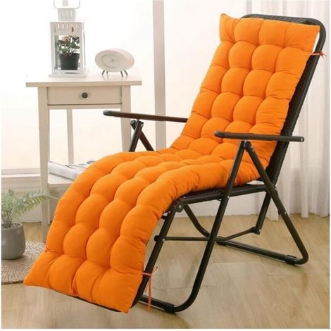 Orange Chaise Lounge Cushion - 155x48x8cm - Thick & Comfortable for Indoor & Outdoor Use