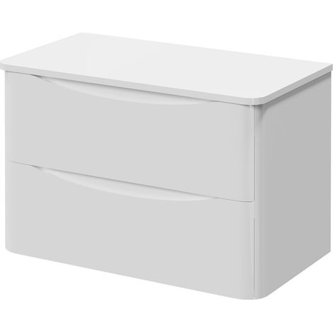Vela Gloss White 800mm Wall Mounted 2 Drawer Vanity Unit for Countertop Basins