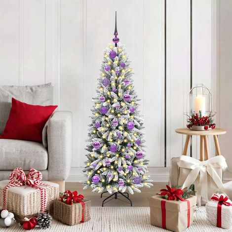 Künstlicher Weihnachtsbaum mit 150 LEDs mit Ständer Weiß 120 cm