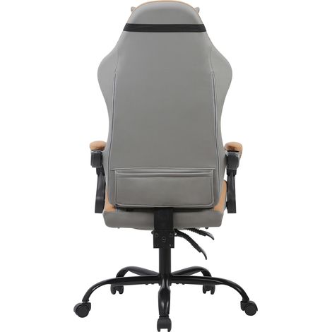 Chaise de bureau et gaming ergonomique en cuir protéiné respirant avec repose-pieds, base en acier et roulettes silencieuses (1/5)