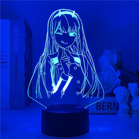 MINKUROW Zero Two Figur Anime Lampe Nachtlicht Manga LED Nachtlicht Mehrfarbig Wechsel USB Batterie Tisch Lampara Kinder Kind Mädchen Schlafzimmer Deko Licht Manga Spielzeug (vorne) (1/5)