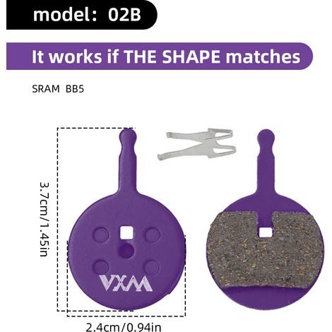 Violet polymétallique 02B Plaquettes de frein à disque pour vélo, plaquettes de frein hydrauliques, accessoires de frein à disque universels multi-métaux BB5 M355 (1/5)
