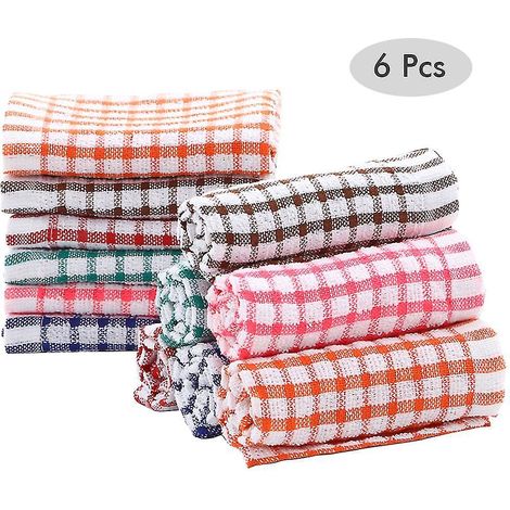 Lot de 6 torchons de cuisine en coton absorbants et non pelucheux, idéaux pour la restauration et les restaurants. (1/5)