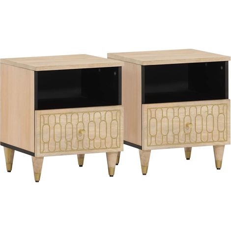 Maison Exclusive - Comodini 2pz 40x33x46 cm in Legno Massello di Mango (1/5)