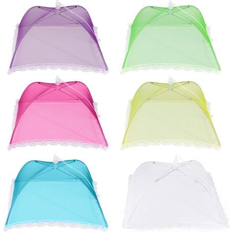 Cloche Alimentaie Pliable, 6 Pièces Anti-Mouche Couvecle de Nouitue Tente-Paapluie Anti-Insecte pou Potége Viandes, Plats et Fuits à Pique-Nique BBQ (1/5)