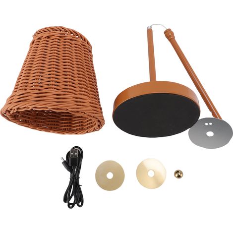 Lampe de table en osier LED sans fil, rechargeable et dimmable, lampe de chevet à éclairage doux pour les yeux, adaptée à l'intérieur et l'extérieur de la maison, terrasse, restaurant