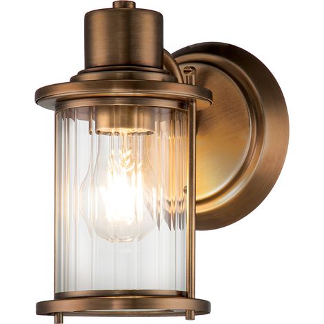 Elstead Quoizel Riggs Lampada da parete in ottone anticato, IP44 (1/5)
