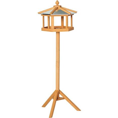 Mangeoire à Oiseaux en Bois sur Pied avec Plateau, Nichoir Extérieur pour Oiseaux Sauvages, 113 cm (1/5)