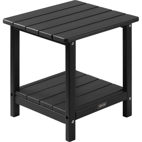 Table d'Appoint Extérieur Jardin, 2 Niveaux, 45 x 38 x 44 cm, en PEHD, Entretien Facile, Résiste aux Intempéries, pour Terrasse, Bord de Piscine, Plage, Porche, Patio, Balcon, Intérieur, Noir (1/5)