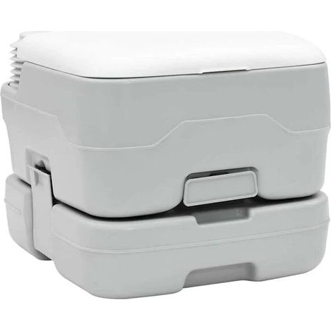 Toilettes de camping bleu clair et blanches, 41,5 x 36,5 x 30 cm