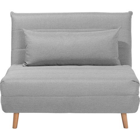 Sofá cama pequeño de tela gris claro 1 plaza cama plegable sin brazos estilo escandinavo Setten (1/5)