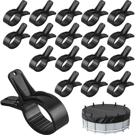 18 pièces pinces de serrage pour couverture de piscine, pinces à grande envergure, pince à ressort avec forte force de serrage pour couvertures de piscine, siloplane pour piscine, bâche de protection (1/5)