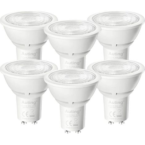 Ampoules LED GU10 (6 unités) – 2 W, 360 lm, lumière chaude 3000 K, angle de faisceau 38°, non graduable, classe énergie A