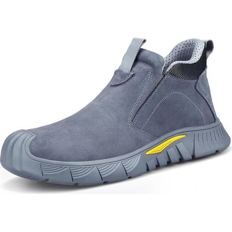 Scarpe antinfortunistiche, taglia 42, puntale in acciaio, pressione statica 15KV, intersuola in Kevlar, suola in gomma, resistenti all'usura e alla foratura, comode e leggere, in pelle, grigie (1/5)