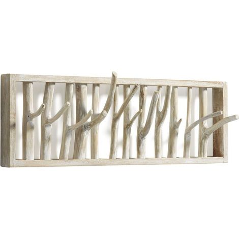 [NEUWERTIG] B-Ware Kave Home Muntfre Wandgarderobe Wandhakenleiste Garderobe Wandhaken Holz 60cm (1/2)