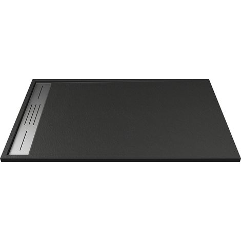 Receveur de douche extra plat à poser ou à encastrer recoupable en résine SMC - Noir - 140 x 90 cm - LYROSA