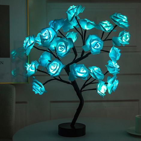 Lampe Arbre Fleur De Rose - 45 cm - 32 Led Blanc Chaud - Alimentation Piles - Décoration Intérieure - 1 Pièce (1/5)