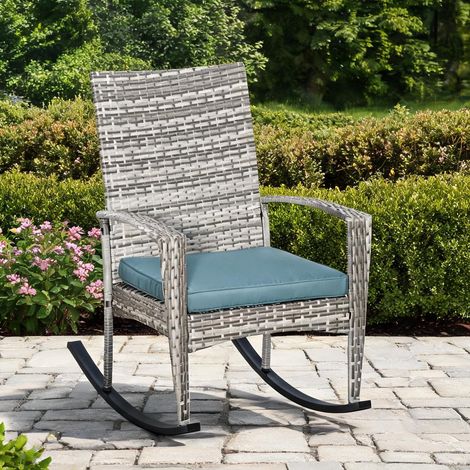 Mobilier de jardin en rotin coloris gris 66 x 88 x 98 cm (1/5)