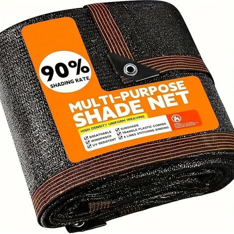 Filet d’ombrage noir 2×2m HDPE polypropylène anti-UV taux d’ombrage 90% résistant vent pluie terrasse piscine jardin extérieur (1/5)