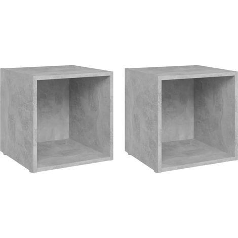 Lot de 2 meubles TV tendance pratique rangement 37 x 35 x 37 cm en bois d'ingénierie gris béton