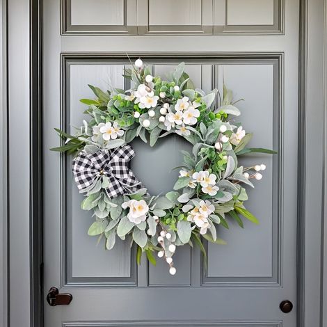 Guirlande Florale Artificielle - Sauge Argentée Et Oreille De Mouton - Décoration Porte Mur Jardin - 45 cm - Verte (1/5)