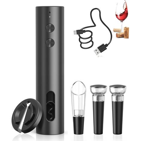 Tire Bouchon électrique Rechargeable Coffret Cadeau – Ouvre-Bouteille avec 2 Bouchons sous Vide, Câble USB-C, Verseur (1/5)