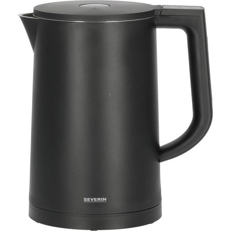 Bouilloire electrique temperature reglable, Poignée à indicateur de chauffe coloré, 2 200 W, Bouilloire inox 1,7L à ouverture XXL, électrique avec Socle 360°, Noir, WK 3484 (1/5)