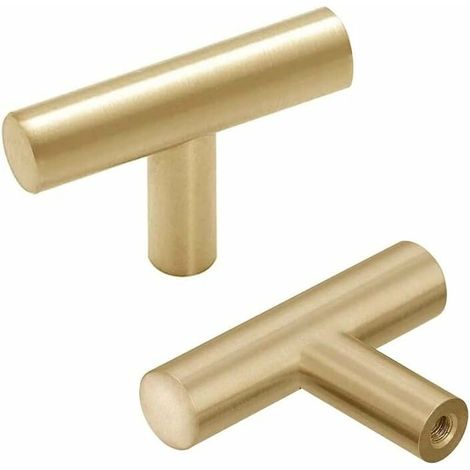 Green Mobility-Boutons et poignées de meubles,10pcs Acier Inoxydable Poignee de Meuble Or Cuisine unique trou (1/4)