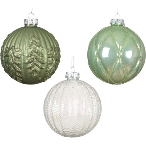 Decoris Pallina di Vetro Natalizia Opaca con Glitter - 10cm