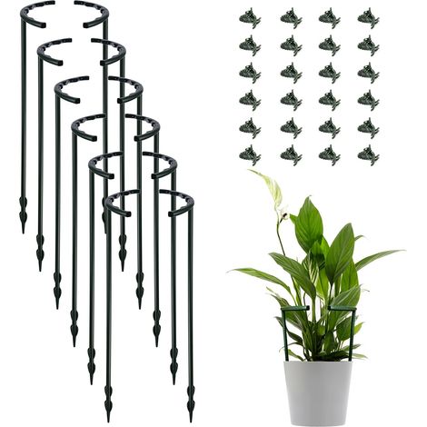 Ensemble de 12 supports pour plantes avec 24 clips, cadre de cage en plastique semi-circulaire pour pots de fleurs grimpantes.