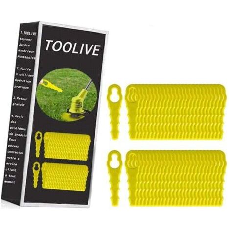Pack of 100 Replacement Blades Compatible for Ryobi String Trimmer, Double Serrated Blade Heads RAC155 RAC157 RAC158 (1/5)