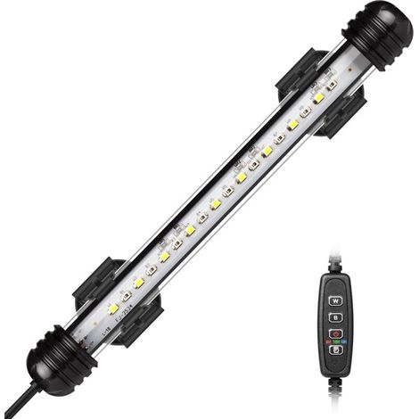 Barre lumineuse LED submersible de 7,5 pouces pour aquarium, avec minuterie marche/arrêt automatique et variateur de luminosité