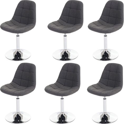 [NON UTILIZZATO] Set 6x sedie girevoli sgabello HHG-452 design moderno sala pranzo tessuto grigio (1/5)