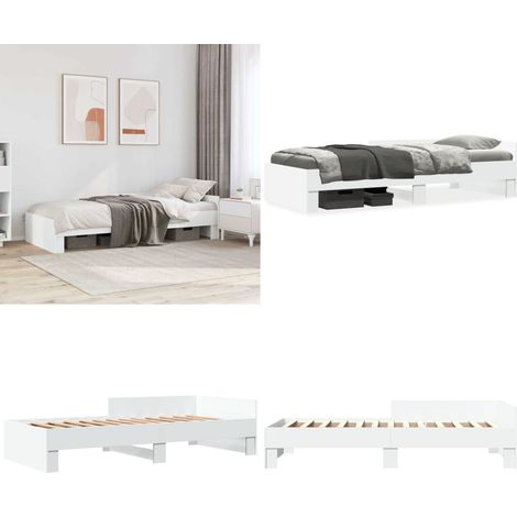 Cadre de lit sans matelas blanc 90x190 cm bois d'ingénierie - Cadre De Lit Enfant - Lit Bébé - Lit Junior - Lit En Bois - Sommier À Lattes - Home & Living (1/5)