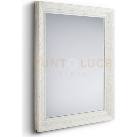 SONJA SPECCHIO DA PARETE CON CORNICE LAVORATA CON GANCI X INSTALLAZIONE ORIZZONTALE E VERTICALE BIANCO 55X70CM