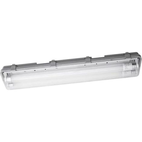 LEDVANCE ESSENTIAL Feuchtraumleuchte 2-flammig, 14W, 1560lm, kaltweiß, 4000K, 651x108x64mm, sehr gutes Preis-Leistungs-Verhältnis, für Räume mit hoher Luftfeuchtigkeit wie Keller, Schutzklasse IP65 (1/5)