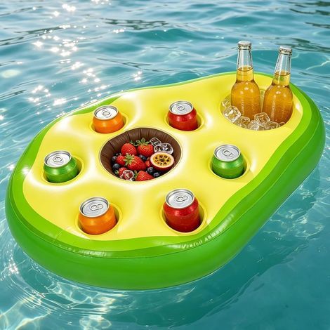 Flottant Piscine Design Avocat, Support Boisson Flottant pour Piscine et Plage, Plateau Flottant en PVC Design Fruit, pour Fête Piscine Été Plage, 65x50x5 cm (1/5)