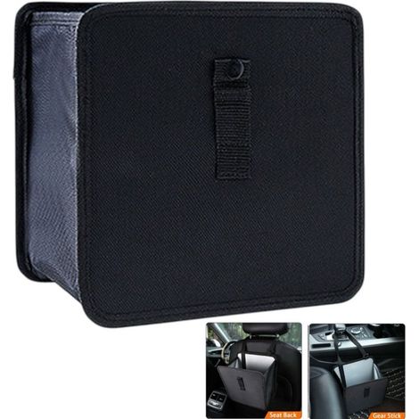 Poubelle de voiture avec sac de rangement pliable et suspendu - Accessoire intérieur voiture - Convient pour la voiture, le camping et la maison - Noir - 23 x 23 x 14 cm (1/4)