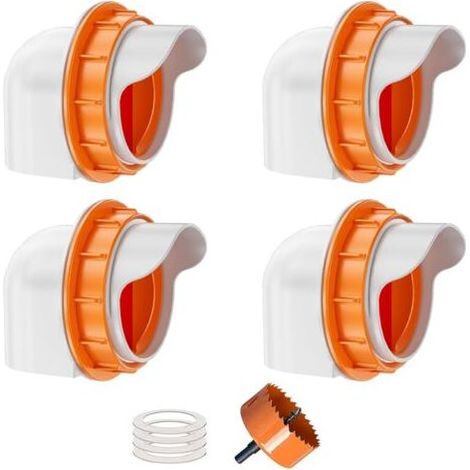 Mangeoires pour Poulets sans gaspillage, mangeoire Automatique DIY pour volailles, 4 Ports, 1 scie Cloche avec couvercles, kit d'alimentation par gravité pour seaux, barils, bacs et auges. (1/5)